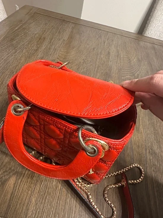 Dior Red Quilted Mini Top-Handle Bag with Gold Hardware. First copy - Picture 4 of 6